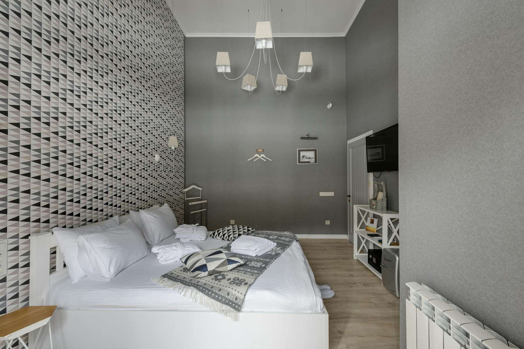 Stylish Auckland boutique hotel bedroom with designer decor in Ponsonby
